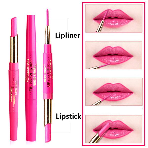 Musikblumen-Lippenstift-Lippenstift, 2-in-1-Lippenstift, wasserfest, Rosenrot, 12 Farben, Lipliner, Nude-Matt-Lippenstift