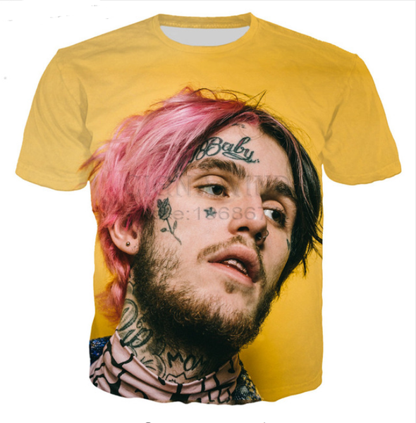 

wholesale-fashion mens/womens summer style rapper lil peep funny 3d print casual t-shirt dxr00156, White;black