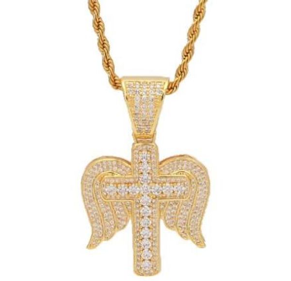 

горячие продажи новый стиль bling king angel крылья крест cz подвеска полный микро проложили цирконий нежный ожерелье для женщин / девочек, Silver