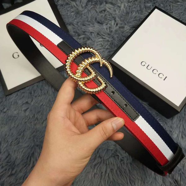 

Design belts men 2018 Newest High quality Genuine Leather Smooth buckle Belts Women And Men Striped Design Belts For Men size 105-125cm