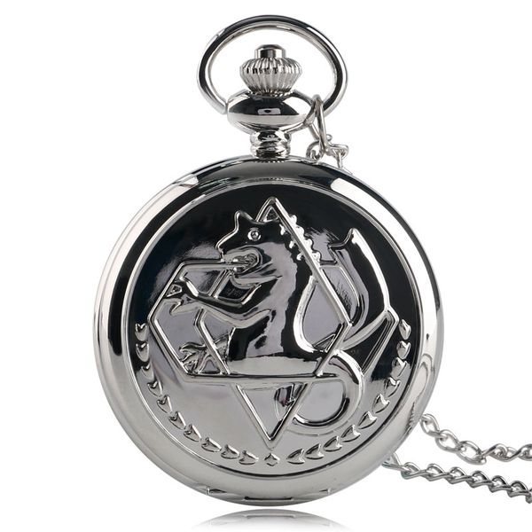 

fullmetal alchemist theme bronze quartz pocket fob watch with necklace chain gift relogio de bolso full metal alchemist, Slivery;golden