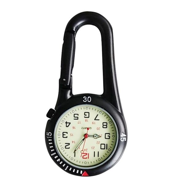 

fashion vintage outdoor sport women men mini round dial arabic numbers nurses quartz quartz analog clip carabiner hook watch, Slivery;golden