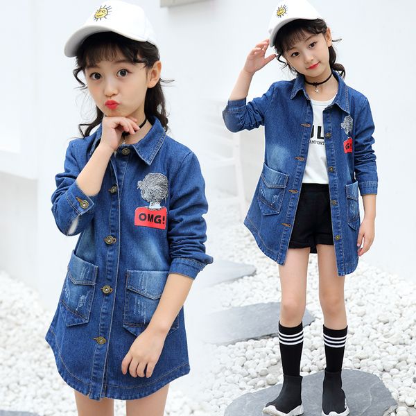 

jeans windbreaker for girls fashion jackets coats children's spring autumn denim jackets outerwear windbreak clothes, Blue;gray