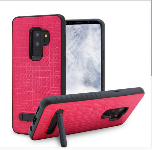 Nuove custodie combinate in lino TPU + PC Back Armor Cover per telefono per Samsung Galaxy Note 9 Iphone X 9 X plus con cavalletto