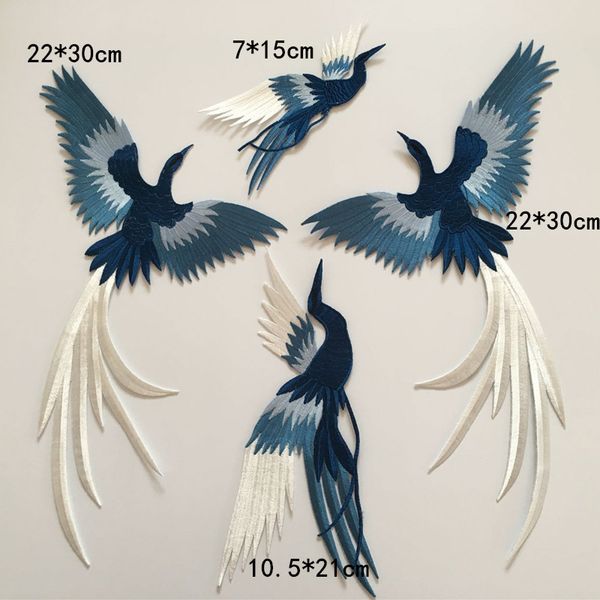 

1 set of embroidered phoenix birds patches iron-on appliques accessories diy size as picture show 3 colors for your choice, Black
