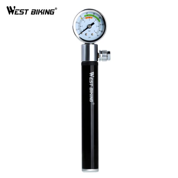 

west biking mini bicycle pump with pressure gauge 88 psi cycling pump air inflator presta & schrader front fork tire bike pump accessories