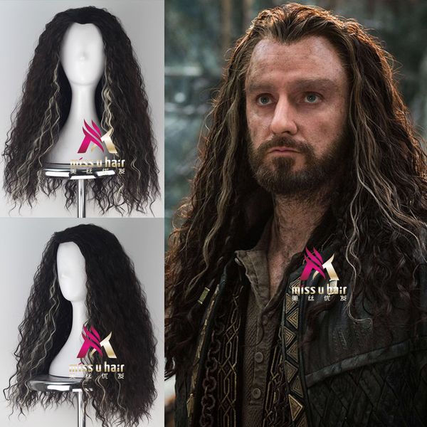 Men Long Curly Movie Anime Cosplay Halloween Wig Caps To