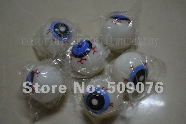 

wholesale- 2pcs/lot 5.5cm rubber led ball glow in the dark eyeball bouncy balls eye ball bloody halloween rubber prop