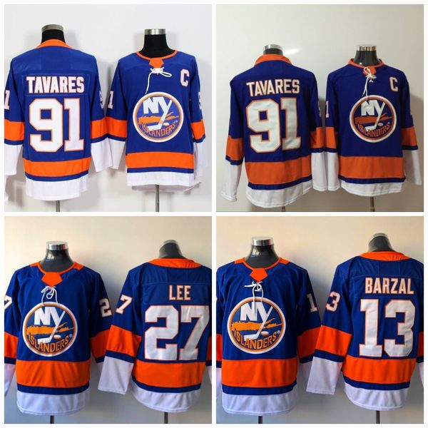 

#91 John Tavares Jerseys 2017-2018 New Islanders 27 Anders Lee 13 Mathew Barzal All Stiched Hockey Jerseys