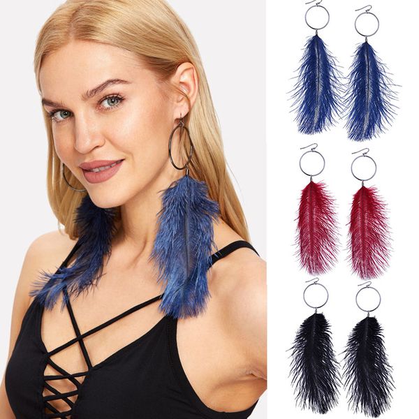 

2018 feather design drop earrings, Golden