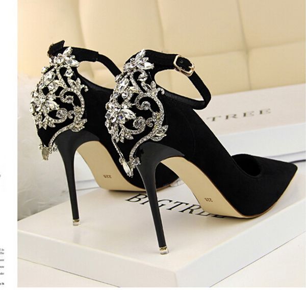 

2018 new spring tide shoes pointed shallow mouth with the leather all-match fine high-heeled women's shoe heels bow, Black