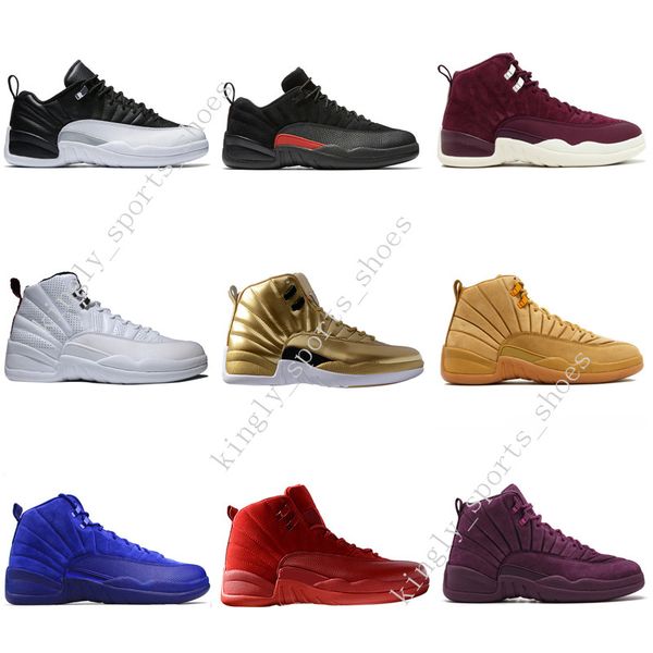 

12 12s mens basketball shoes wheat dark grey bordeaux flu game the master taxi playoffs french blue barons gym red trainers sports sneakers