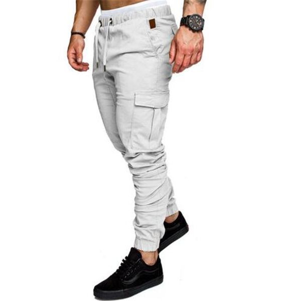 

men's trousers hip hop cargo pants men runners trousers men's solid multi-pocket sweatpants elastic waist pants 4xl, Black