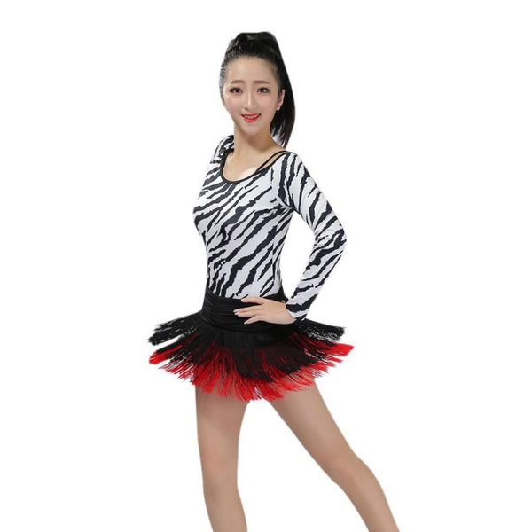 

latin dance skirt mini fringe dress samba carnival outfit women exotic dancewear cha cha dance salsa dress for girls, Black;red