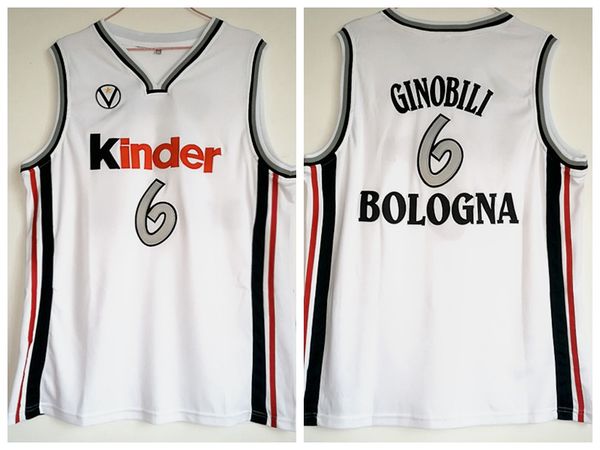 

selling 6 manu ginobili jersey men white team basketball kinder bologna jerseys ginobili sport uniforms all stitched quality, Black