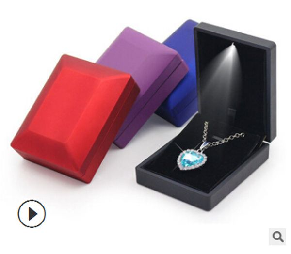Anel de noivado de caixa de jóias iluminadas LED Exibir exibição de pulseira de pingente de luxo Exiba organizadora de colar de moda