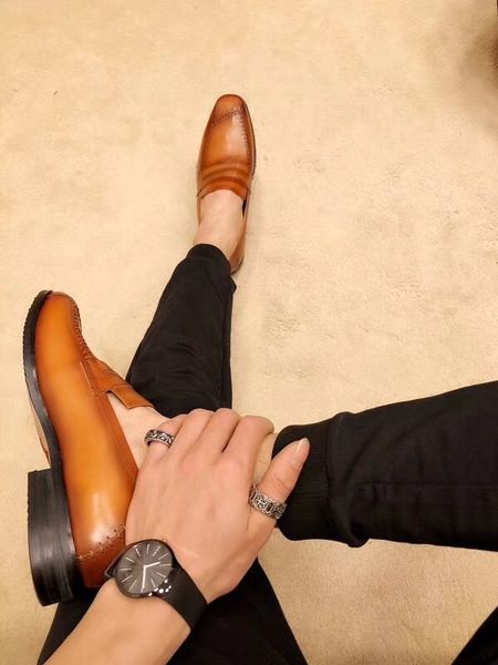 

orignal box] luxury new mens oxfords бизнес 100% кожа коровы платье walking партии свадебная обувь размер 38-45, Black