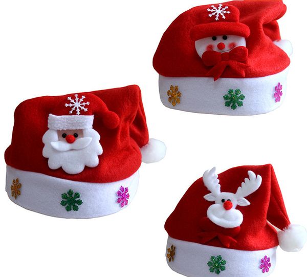 Cappello di Natale per bambini Regali per adulti Applique di cartoni animati Babbo Natale Cervo Disegni di neve Cappelli di Natale Forniture per le vacanze