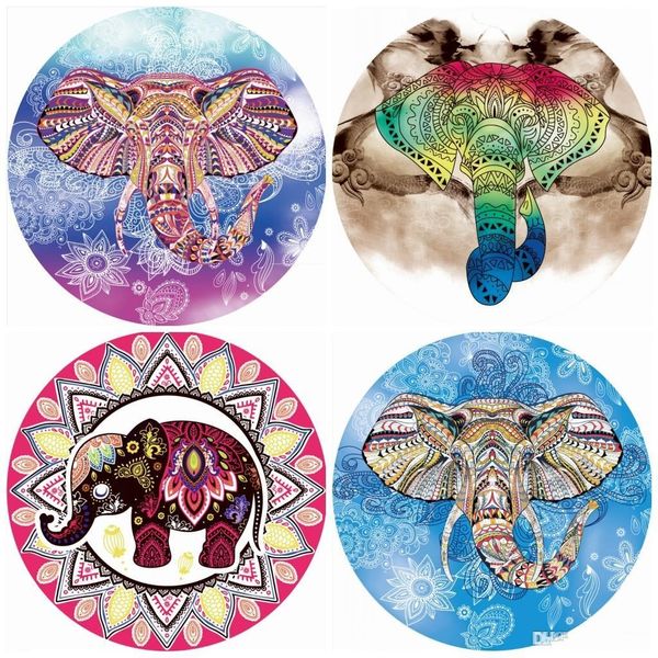 Forma de elefante tapeçaria design criativo multi padrão rodada impressão toalha de praia mulheres yoga aptidão mat venda quente 16ag ff