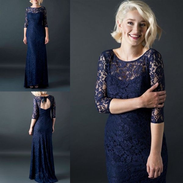 

elegant plus size mother of the bride dresses hollow back dark blue half sleeve floor length mothers formal dress, Black;red