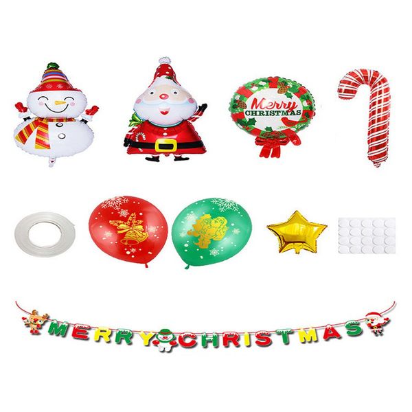 

set decorations balloons mall foil banners snowman santa 1 claus latex for christmas office home shopping restaurant totcp