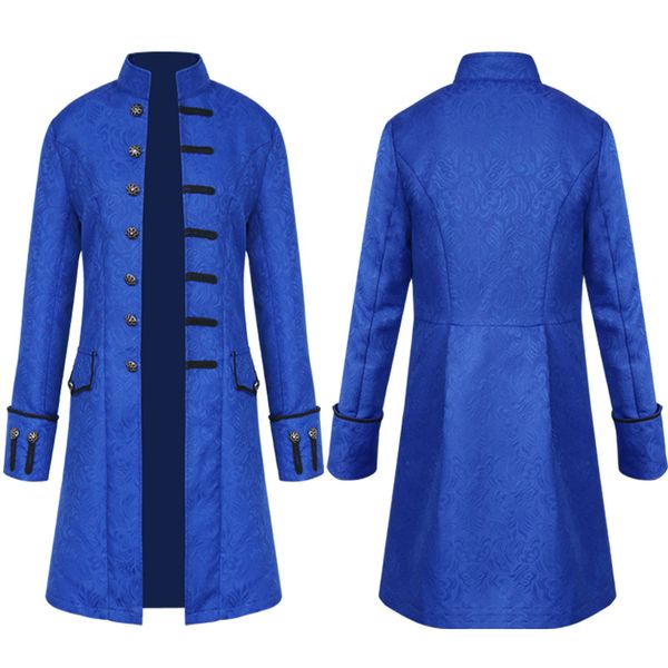 

men steampunk brocade jacket male vintage long sleeve jacket gothic steampunk vintage victorian long large size 4xl black coat wholesale, Black;brown
