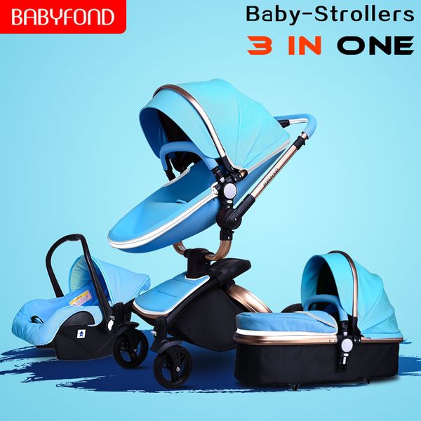 

babyfond 3-in-1 aluminum alloy frame luxury pu waterproof leather luxury cart multi-color optional, hong kong is