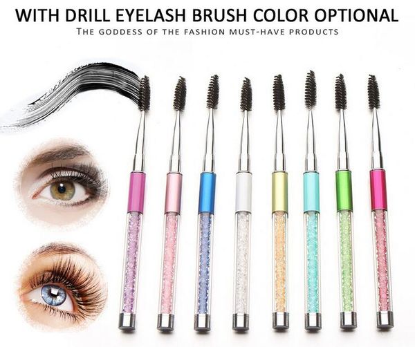 8 цветов Rhinestone Акриловая ручка для ресниц Щетки COMBS Spiral Mascara палочки для ресниц наращивания ресниц аппликатор аппаратки макияж инструмент XB