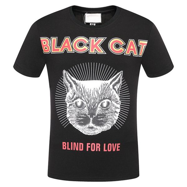 

летняя мода дизайнер люксовый бренд мужчины футболка Футболка черный кот слепой