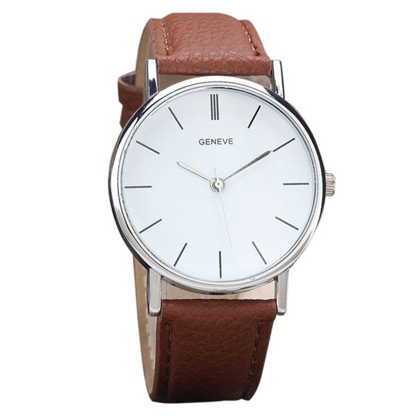 

ycys-geneva fashion leather alloy quartz wrist watch brown, Slivery;brown
