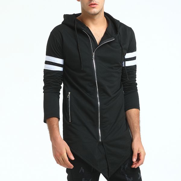 

men hoodies 2017 new male fashion brand sweatshirts solid zipper cardigan xxxl hoodie hip hop the men robe mantle casual jacket, Black