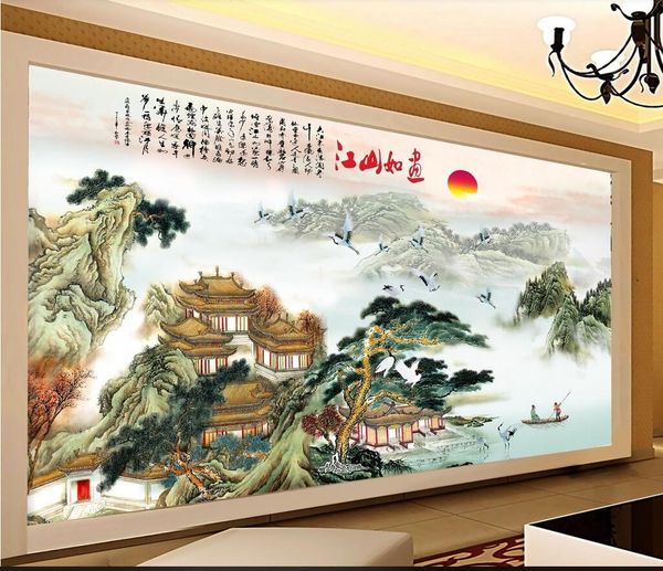 

3d wallpaper custom p hd gongbi landscape pavilion landscape wall wall murals 3d landscapes room murals wallpaper for walls 3 d