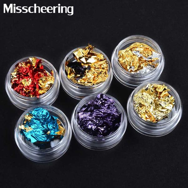 

6pcs/set aluminum nail art foils double side colorful irregular foils sticker paper 3d glitter flakes diy manicure decorations, Black