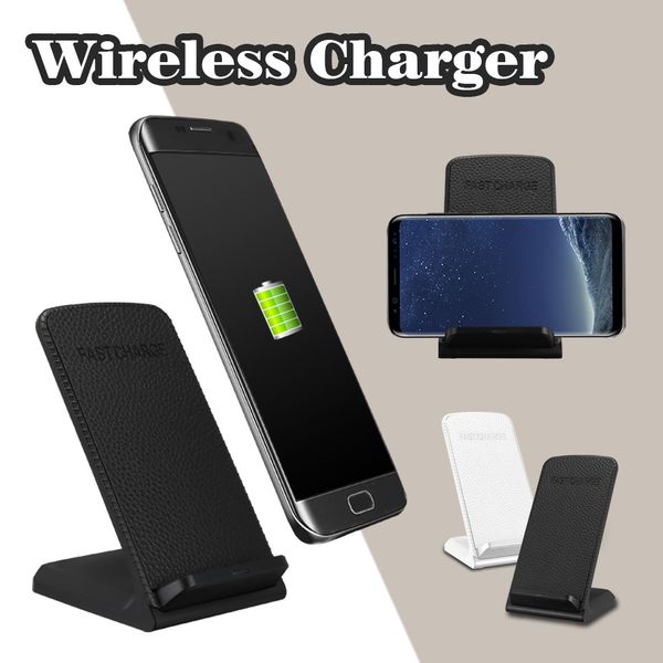 

2 coils wireless charger fast qi wireless charging stand holder for iphone x 8 plus samsung s8 note 8 with retail package