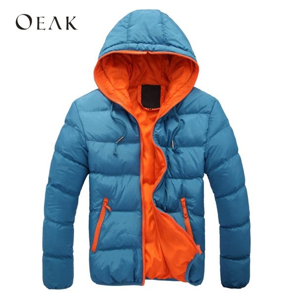 

oeak patchwork winter jacket men hooded jackets warm cotton outwear parka male plus size coat with pockets veste homme hiver, Black