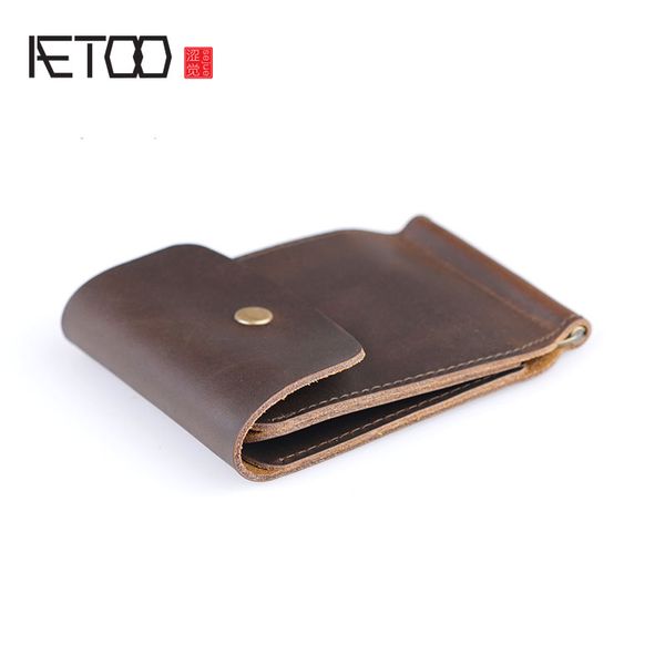 

aetoo original handmade wallet male mad horse leather wallet female simple document folder graduation gift, Black