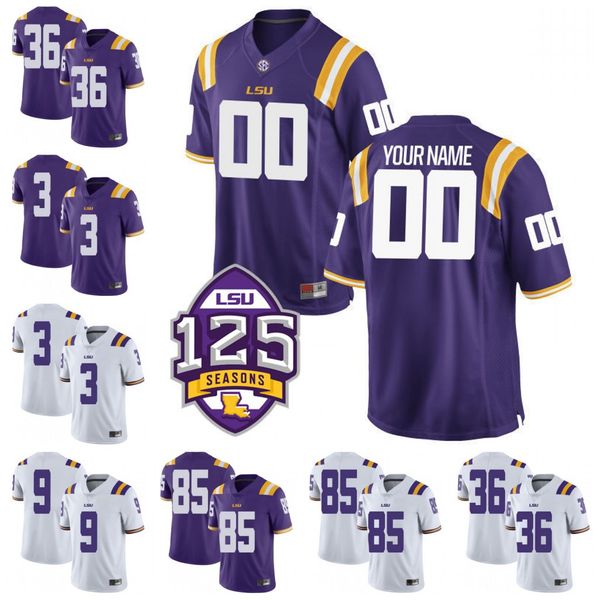 

custom lsu tigers college football 125th 7 dj chark 3 jacoby stevens 9 burrow grant delpit 2 джастин джефферсон 39 гонсулинские трикотажные, Black;red