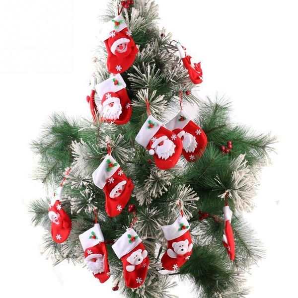 

12pcs/pack cute santa claus christmas stockings ornaments christmas tree decoration