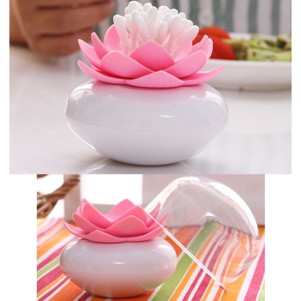 

large size(8.5*9) lotus bud cotton swab toothpick holder box toothpicks case home decor christmas gift