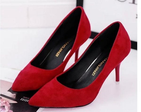 

send 2018 new style spring pointed end fine heel high heel woman shoes@02, Black