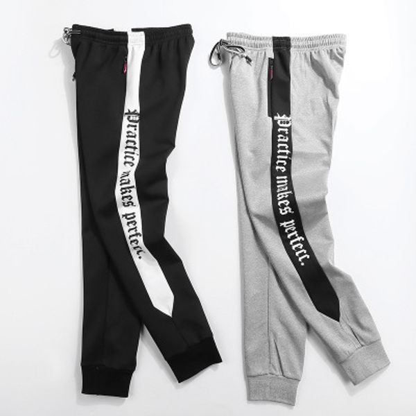 

New Trends Men Athletic Jogger Pants Letter Printed On Side Summer Casual Cotton Pants Casual High Elastic Waist Trousers