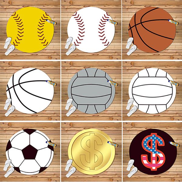 

baseball softball round beach towel silk beach picnic blanket sport yoga mat 150cm beach cover for football basketball print dollar hh7-1003