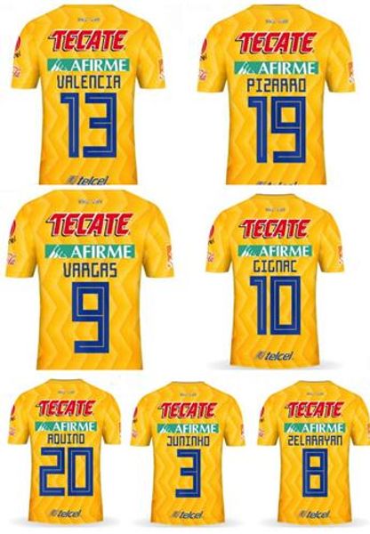 

Customized 18-19 TIGRES home Away Thai Quality Soccer Jerseys,13 VALENCIA 25 DAMM 18 SOSA 19 PIZARRO 3 JUNINHO 4 H.AYALA 8 ZELARAYAN wear
