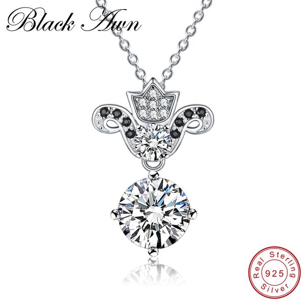 

black awn] black & white silver eternity band fine jewelry trendy engagement necklaces for women wedding pendants p149