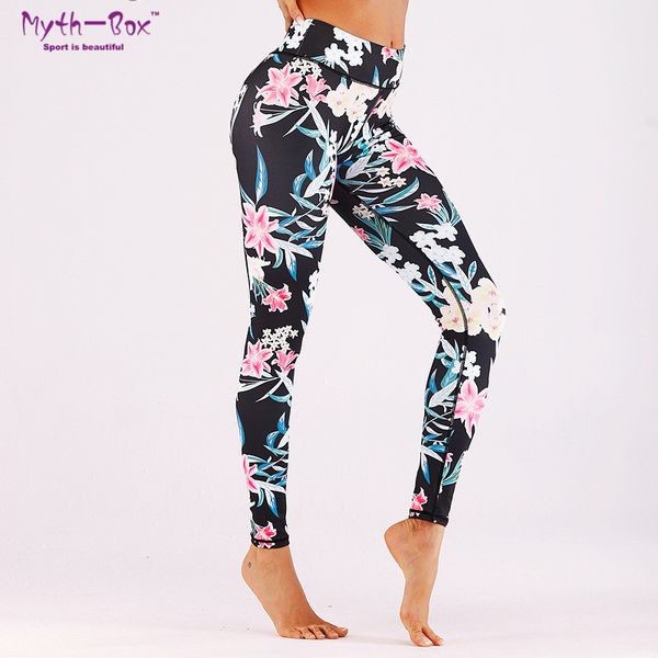 

women yoga pant sport leggings floral 3d print fitness tights high waist skinny pencil running trousers workout gym capris, White;red