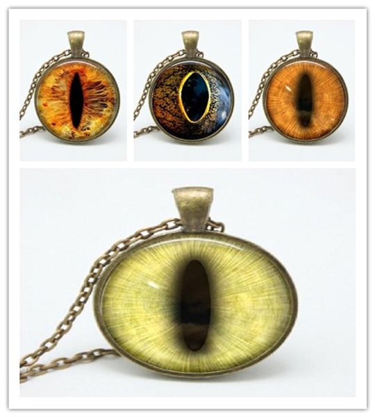 

бестселлер 2018 стекло глаз кулон ожерелья красочные старинные дракон глаза искусство фото стеклянный купол ожерелья для женщин ювелирные из, Silver