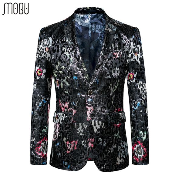 

mogu floral mens blazer 2017 autumn new fashion jackets men casual blazer men slim fit male asian size 6xl men's costume, White;black