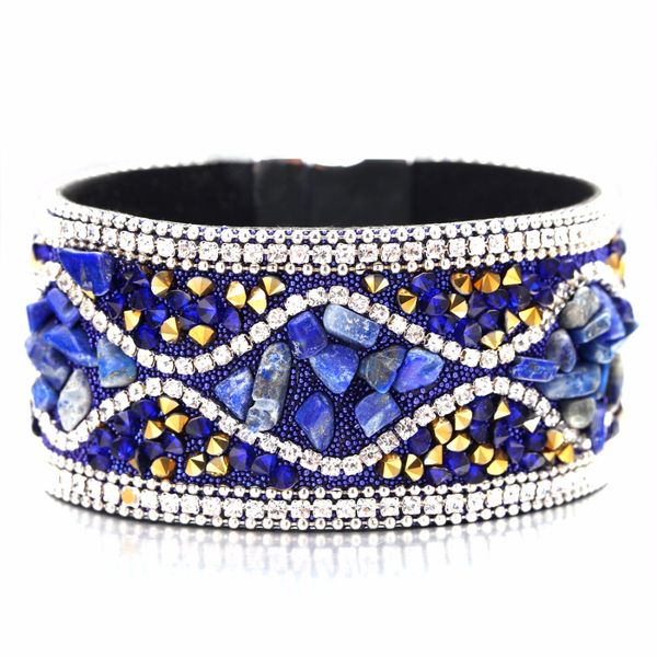 

2018 1pc fashion women bangle bracelet colorfull crystal beaded leather magnetic wristband drop shipping, White