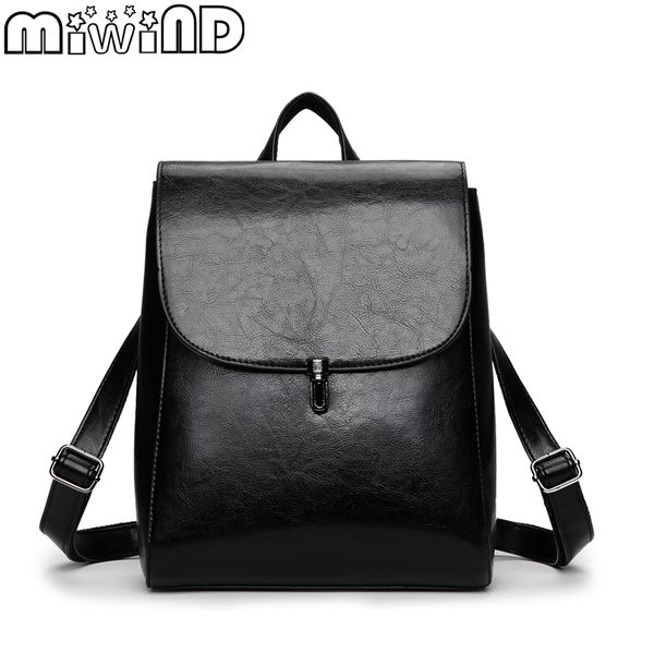 

backpack female bags for women leather fashion retro simple elegant unique light practical miwind 2018 new arrival