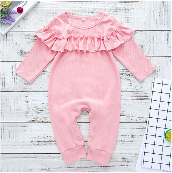 

baby pink lotus pleated long sleeve romper girl spring and autumn jumpsuit infant clothes one piece zht 126, Blue